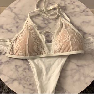 Nude and white bikini